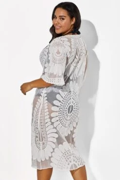 White Vacation Women Embroidery Cover Up -Sandy Bikinis Shop b cscu002 5