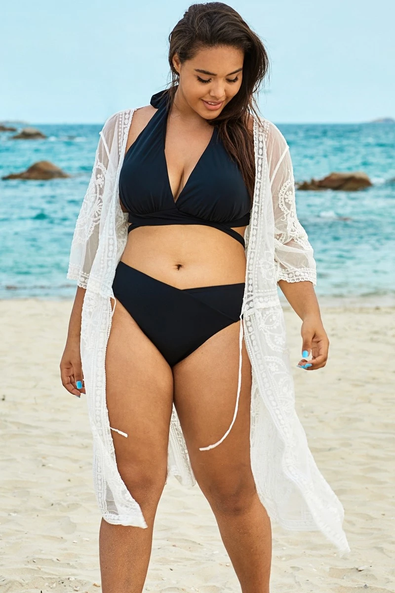 White Sexy Waves Embroidery Cover Up 2 White Sexy Waves Embroidery Cover Up - Image 2