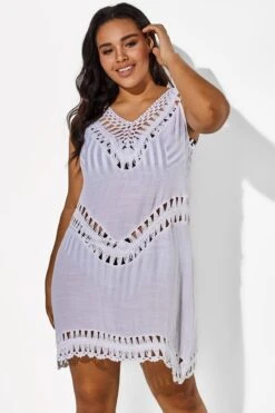 White V-neck Crochet Sleeveless Cover Up -Sandy Bikinis Shop b cscu006 4