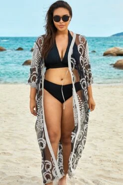 Black Long Sleeves Crochet Lace Cover Up -Sandy Bikinis Shop b cscu008 10