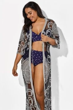 Black Long Sleeves Crochet Lace Cover Up -Sandy Bikinis Shop b cscu008 2