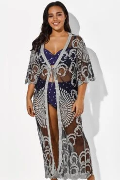 Black Long Sleeves Crochet Lace Cover Up -Sandy Bikinis Shop b cscu008 4