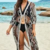 Black Long Sleeves Crochet Lace Cover Up