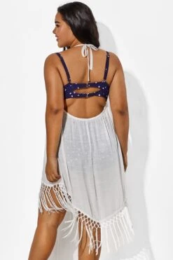 White Backless Women Tassels Cover Up -Sandy Bikinis Shop b cscu009 6