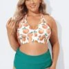 Fashion Fruit Print V-Neck Halter Bikini Set