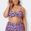Purple Floral Twist Front Bandeau Bikini Set