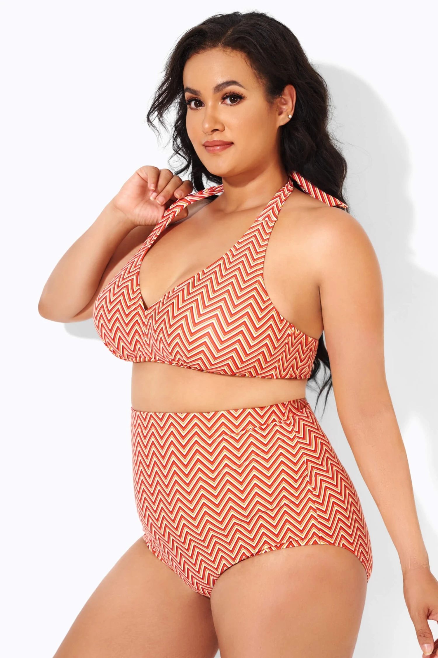 Wave Pattern Halter High Waist Bikini Top 3 Wave Pattern Halter High Waist Bikini Top - Image 3
