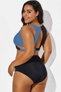 V-Neck Colorblock Stylish Wrap Swimsuits Bikini Top -Sandy Bikinis Shop b debk015005 55 1