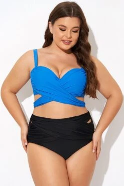 Blue Wrap Front Women Bikini Top