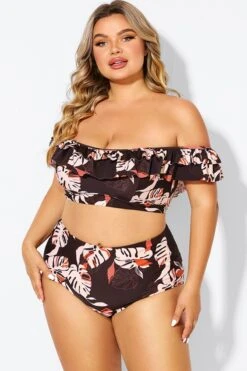 Flower Print Ruffle Women Bikini Top -Sandy Bikinis Shop b debk051002 3