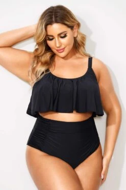 Black Sexy Scoop Neck High Waist Bikini Set 7 Black Sexy Scoop Neck High Waist Bikini Set -Sandy Bikinis Shop b debk063001 4