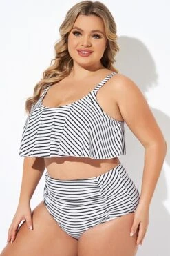 Black And White Stripes Scoop Neck Bikini Top -Sandy Bikinis Shop b debk063008 3