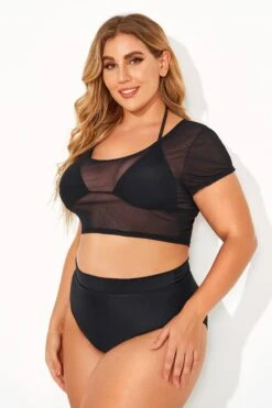 Black Sexy Women Mesh Crop Bikini Top -Sandy Bikinis Shop b debk068001 2