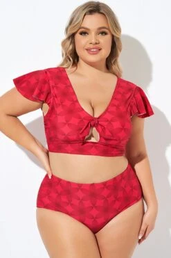 Red Geometric Interwoven Print Bikini Top 11 Red Geometric Interwoven Print Bikini Top -Sandy Bikinis Shop b debk072005 6