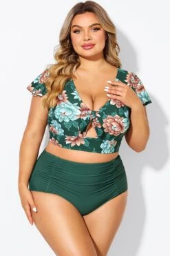 Floral Print Retro Women Bikini Top With Sleeves 11 Floral Print Retro Women Bikini Top With Sleeves -Sandy Bikinis Shop b debk072006 4