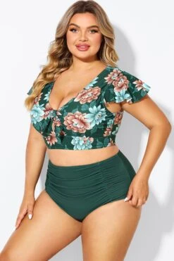 Floral Print Retro Women Bikini Top With Sleeves 10 Floral Print Retro Women Bikini Top With Sleeves -Sandy Bikinis Shop b debk072006 6
