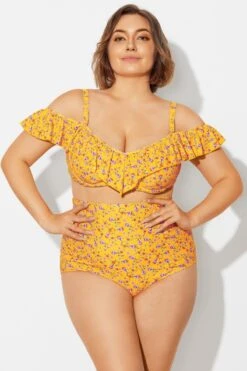 Yellow Floral Ruffled Underwire Women Bikini Top 10 Yellow Floral Ruffled Underwire Women Bikini Top -Sandy Bikinis Shop b debk073002 5