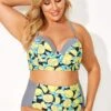 Lemon Print & Striped Bust Support Bikini Top