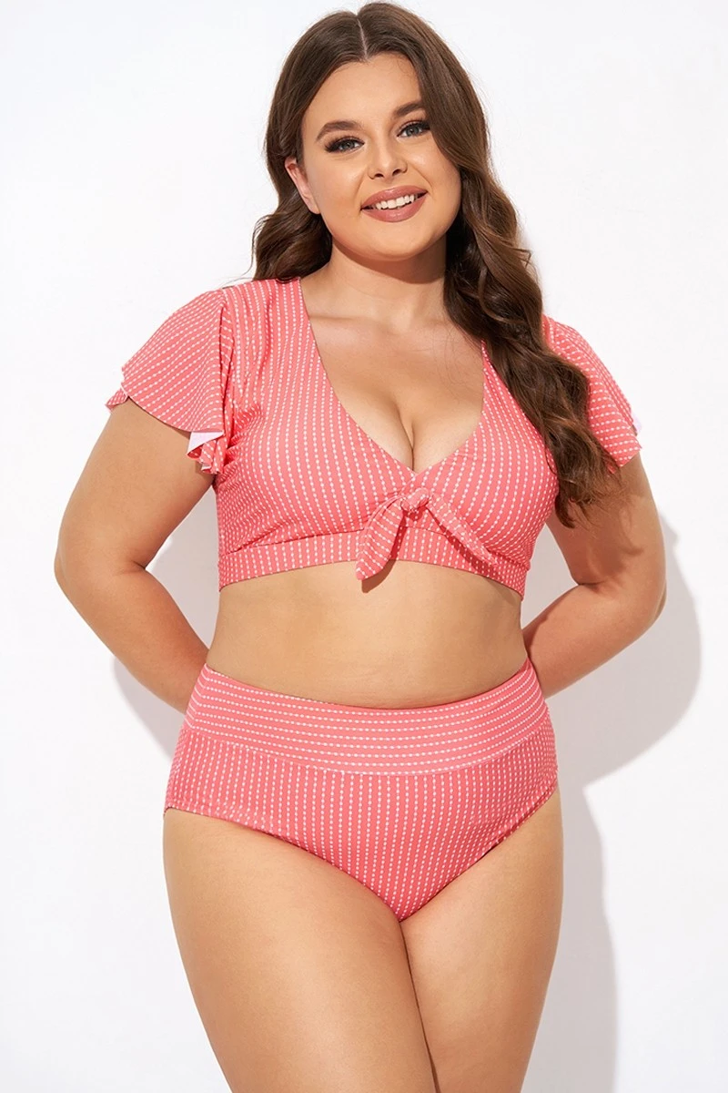 Starfish Coral Dots Flutter Sleeve Swim Bikini Top 4 Starfish Coral Dots Flutter Sleeve Swim Bikini Top - Image 4