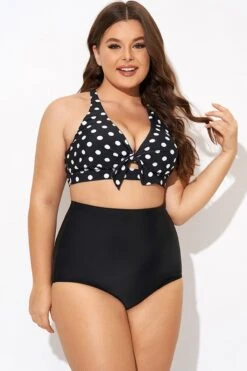 Polka Dot V Neck Front Knot Bikini Top -Sandy Bikinis Shop b debk139001 3