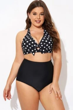 Polka Dot V Neck Front Knot Bikini Top -Sandy Bikinis Shop b debk139001 5