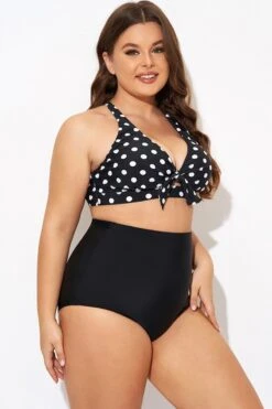 Polka Dot V Neck Front Knot Bikini Top -Sandy Bikinis Shop b debk139001 6