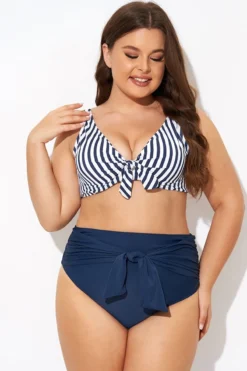 Striped Tie Front Underwire Bikini Top -Sandy Bikinis Shop b debk140001 3