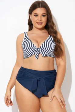 Striped Tie Front Underwire Bikini Top -Sandy Bikinis Shop b debk140001 5