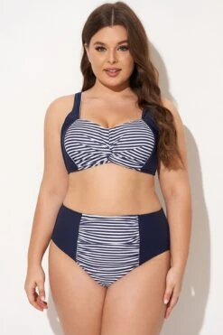 Navy Striped Twist-Front Bikini Top 8 Navy Striped Twist-Front Bikini Top -Sandy Bikinis Shop b debk141001 3
