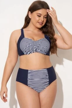 Navy Striped Twist-Front Bikini Top 9 Navy Striped Twist-Front Bikini Top -Sandy Bikinis Shop b debk141001 4