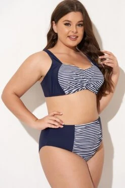 Navy Striped Twist-Front Bikini Top 11 Navy Striped Twist-Front Bikini Top -Sandy Bikinis Shop b debk141001 6