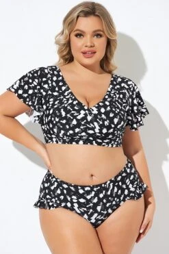 Mono Spot Flutter Sleeve Wrap Bikini Top