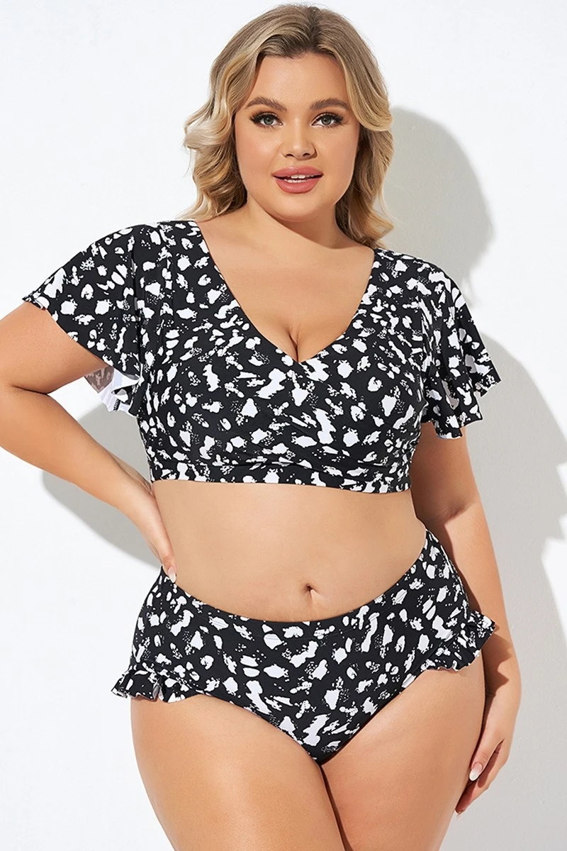 Mono Spot Flutter Sleeve Wrap Bikini Top 1 Mono Spot Flutter Sleeve Wrap Bikini Top