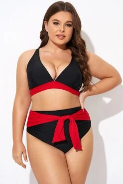 Black And Red V Neck Bikini Top -Sandy Bikinis Shop b debk144001 3