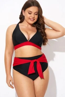 Black And Red V Neck Bikini Top -Sandy Bikinis Shop b debk144001 5