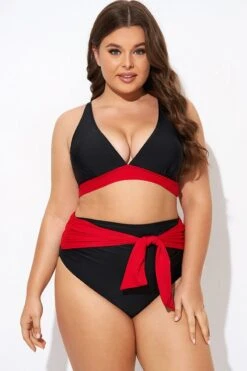 Black And Red V Neck Bikini Top -Sandy Bikinis Shop b debk144001 6