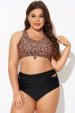 Leopard Print Scoop Neck Front Women Bikini Top -Sandy Bikinis Shop b debk148002 3