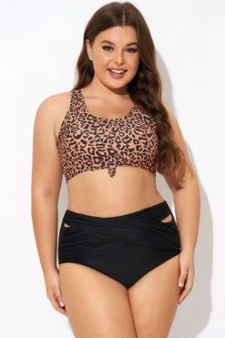 Leopard Print Scoop Neck Front Women Bikini Top -Sandy Bikinis Shop b debk148002 4