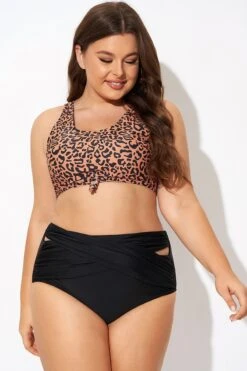 Leopard Print Scoop Neck Front Women Bikini Top -Sandy Bikinis Shop b debk148002 5