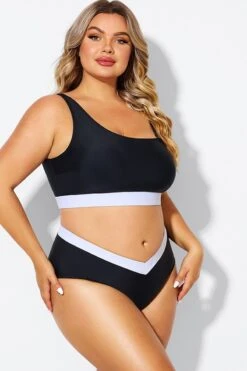 Black & White One Shoulder High Waisted Bikini Top -Sandy Bikinis Shop b debk149001 6
