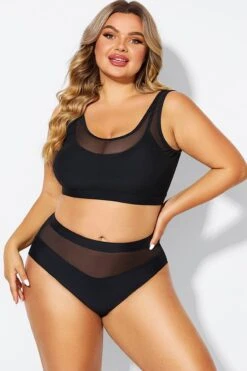 Double Up Mesh Patchwork Solid Bikini Top -Sandy Bikinis Shop b debk150001 3