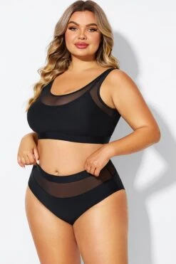 Double Up Mesh Patchwork Solid Bikini Top -Sandy Bikinis Shop b debk150001 4