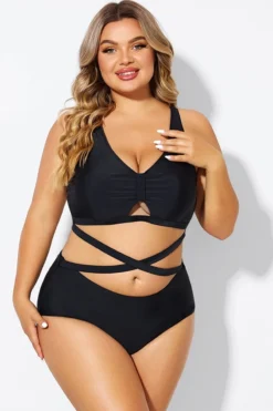 Black Plus Size With Adjustable Straps Sexy Bikini Top 8 Black Plus Size With Adjustable Straps Sexy Bikini Top -Sandy Bikinis Shop b debk151001 3