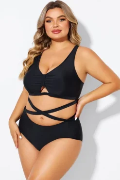 Black Plus Size With Adjustable Straps Sexy Bikini Top 9 Black Plus Size With Adjustable Straps Sexy Bikini Top -Sandy Bikinis Shop b debk151001 4