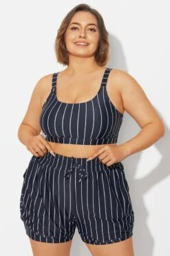 Plus Size Black ＆ White Pinstripe Bikini Top -Sandy Bikinis Shop b debk154001 3