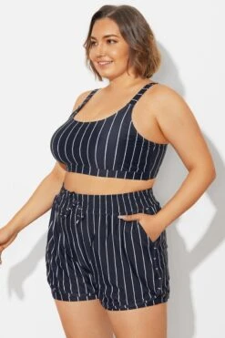 Plus Size Black ＆ White Pinstripe Bikini Top -Sandy Bikinis Shop b debk154001 4