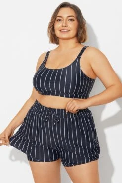 Plus Size Black ＆ White Pinstripe Bikini Top -Sandy Bikinis Shop b debk154001 6