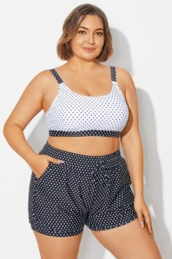 Plus Size Polka Dots Square Neck Bikini Top -Sandy Bikinis Shop b debk154004 5