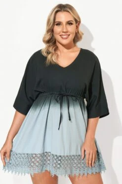 Deep V-Neck Tie-Dye Print Cover Up Dress -Sandy Bikinis Shop b decu006 4