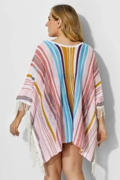 Colorful Vertical Stripes Square Cover Up With Tassels -Sandy Bikinis Shop b decu009 3